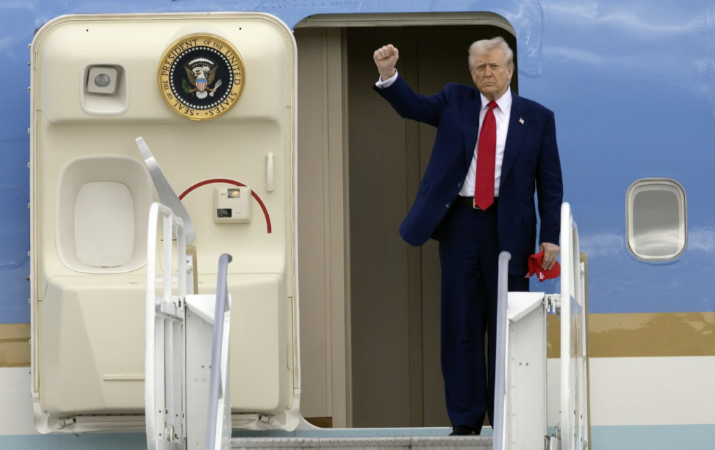 President Donald J. Trump standing in front of Air Force One