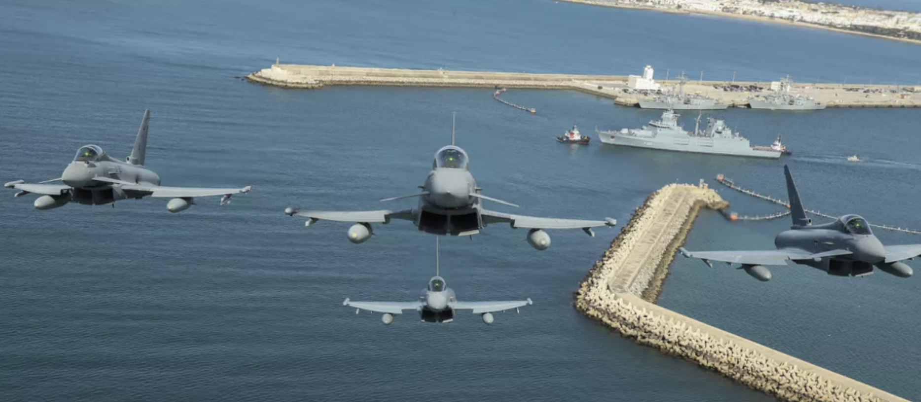 Flyover by Spanish and German aircraft at the Rota Naval Air Base, Spanish Air Force and Space