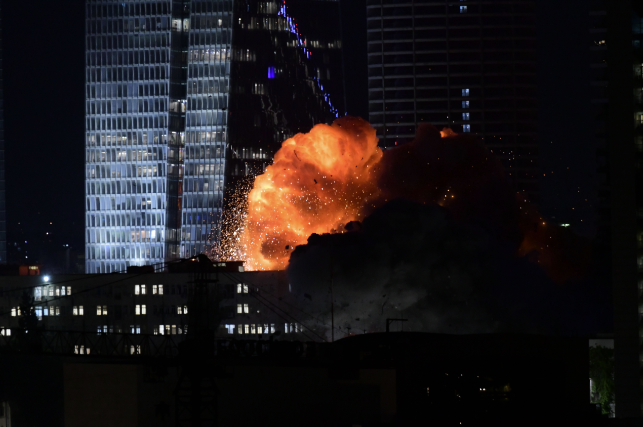 A building on fire